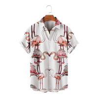 Flamingo Fashion uzorak Havajska majica modni muški kratki rukav ulični odjeci Dječji devojčice Štampani patchwork ljetna šik majica, F-7XL