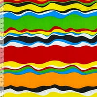 Retro boja Groovy Waves pojedinačni spande pletene tkanine - po dvorištu