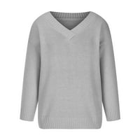 Ženski džemperi Ženski modni i zimski ležerni okrugli rukav na rukavu pune boje, duks u boji vrhovi bluza Grey