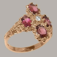 Britanska napravljena 18K ruža zlatna kubična cirkonija i ružičasti turmalin ženski prsten izjave -