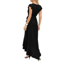 Tiqkatyck haljina za kratku rukavu za žene, dugi kratki rukav elegantna večernja haljina, pune boje