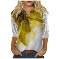 Apepal ženske ležerne majice rukav bolovni blok slatki vrhovi Comfy bluze žuti 3xl