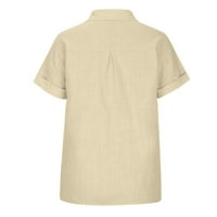Vrhovi za žene Ležerne ljetne žene Modna majica na čvrstom gumbu Ženska V-izrez Labavi majica Bluza