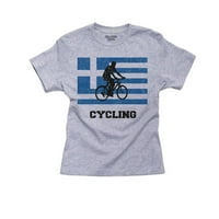 Grčka Olimpijsko - biciklizam - zastava - silueta Boy's Pamučna mladost siva majica