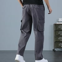 Virmaxy Dukseri za muškarce Slim Fit Mid Mid Stekane Chambray teretni hlače Čvrsto boje ravno nogu Olovke