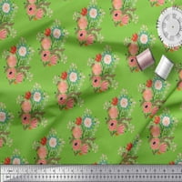 Tkanina sa zelenim pamučnim pamučnim pamučnim pastrmnom tkaninom umjetnički list i cvjetni tkanini otisci
