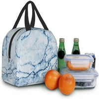 Bijeli mramorni plavi tekstura Torba za ručak Kompaktna torba za ručak za ponovni ručak Boonica za žene