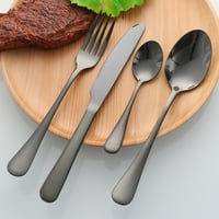 Postavite kašiku za pribor za jelo Silverware Crni od nehrđajućeg čelika Chef vilice Prijenosne kašike