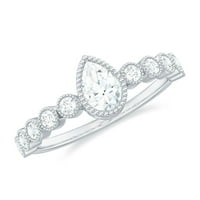 Jewels Rosec - 1. CT kruška i okrugli rez Moissanitni prsten za žene, certificirani prsten za angažman moissine sa solitaire, sterling srebrna, SAD 6,00