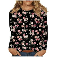 Plus veličine za žene Ženska majica Crew Crt Pense Ležerne prilike Cvjetni pulover Bluze Pink 4xL
