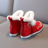 B91XZ Girls Ploties Girl Winter Cotton čizme Vintage vezene cipele za platno plišane unutrašnjosti Hanfu cipela