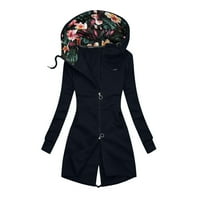 Plus size jakne za žene Ne Kveting Ženska modna kapuljača sa kapuljačom sa kapuljačom, tartleneck patentni