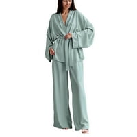 Tuscom Womens Pidžama setovi modni šifon dugih rukava pidžama labave pantalone Dvodijelna francuska