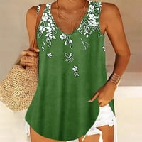 Bvanrty Ženski tenisi za tenisice Cleariance Ljetna odjeća Modni bez rukava Comfy bluza Trendy Holiday Shirts Beach Vintage Country Tunic Green XXXL