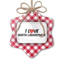 Božićni ukras I Love Sjeverni Lanarkshire Red Plaid Neonblond