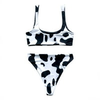 Swim Sports grud za plivanje Split Kontrast Ženska krava Print Bikini Top set Plus Size Swim haljine za žene Underwire Ženski kupaći kostimi za žene