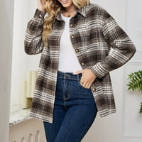Jesenske ležerne jakne za žene Ženske pletene vunene vunene rever džepne košulje za gumbu Jesen jakne