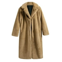 Absuyyy ženske krznene kapute - topla jakna Otvorena prednja plus veličina krznenog kaputa dugi rukavi