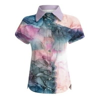 Cuoff bluze za ženske ležerne modne pamučne posteljine tiskane majica kratkih rukava ženske vrhove ružičaste s