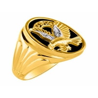 Muški prstenovi 14K žuti zlatni prsten dizajner patriotski orlov američki prsten s dijamantima i crnim