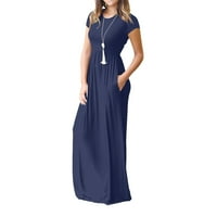 Lashall haljine za žene, ženski povremeni džepovi kratki rukav dreža dress haljina, mornarsko, m