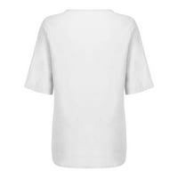 Huaai Women Plus Veličina kratkih rukava Cvjetni printom Labavi bluza Pulover majice za žene Ležerne prilike Fall White XXL