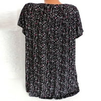 Plus ispisani pulover bluze za žene V izrez kratki rukav ženski vrhovi