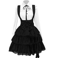 Labakihah Lolita haljina Ženska haljina + luk kravata čista boja srednje suknje temperament crna lolita suknja odijelo crna haljina