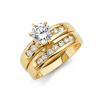 Jewels Lux14k Yellow Gold Gold Cubic Circonia CZ Dame Vjenčanje i angažman mladenkini prsten Dvije postavljene veličine 5