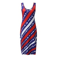 PIMFILM ljetne haljine za žene Patriotska američka zastava ljetna casual rukava bez rukava krasta haljina Ležerne prilike Flowy maxi haljina plava xl