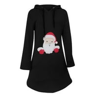 Naughtyhood božićne haljine za žene, božićne modne ženske ležerne duge rukav s kapuljačom s dugim rukavima Top košulja crna xxxl