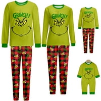 Grinch Porodica koja odgovara Božićnu pidžamu postavljena odrasla osoba i dječja spavaća odjeća Grinch Elf prugasti PJS odijelo