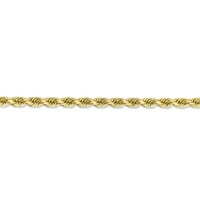 Čvrsta 10k žuto zlato ručno izrađena dijamantna narukvica užad za užad 7 - sa sigurnosnim kopčom za