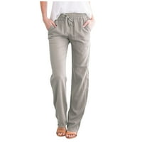 Aoochasliy ženske hlače plus veličine care ležerne pamučne i posteljine čvrste poteze elastične struke