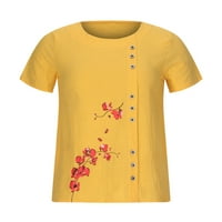 Taotanxi Fashion Woman Causel Okrugli vrat za bluzu za ispis kratkih rukava Majica Ljetni vrhovi Žene Ljetni vrhovi labavi fit
