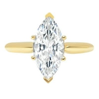 2. CT sjajan markiza Cleani simulirani dijamant 18k žuti zlatni pasijans prsten sz 10.75