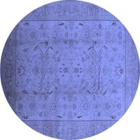 Ahgly Stroj za upotrebu u zatvorenom okruglom orijentalnim plavim tradicionalnim prostirkama, 3 'runda