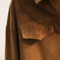Ženska jakna za vijku za džurlu dugačka dugačka majica Ležerna labava bluza sa džepovima Kava s džepovima
