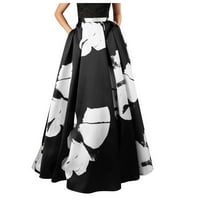 Ljetne haljine boemska cvjetna suknja za printu visokog struka Pocket na plaži Long Maxi suknje modne casual haljine za žene crna xxl