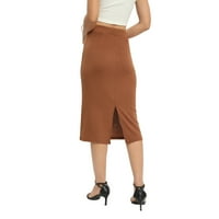Xmarks ženske srednje struke Bodycon suknje sa čvrstim pletivom midi suknja Slim Fit uredskih suknji za uredske suknje rastezljive srednje duge poslovne suknje, s-2xl