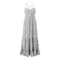 Žene Ležerne prilike bez rukava Ljetni Leopard Print V izrez Shift A Line Splits Haljina čipkaste bez leđa Maxi klizač Dugi Dresses Dresses Casual haljine