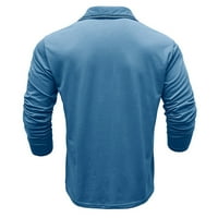 Aherbiu Workout Tops za muškarce Dugme Lapel V izrez dugih rukava udobne osnovne bluze Golf majice Solid