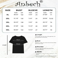 Anbech Women Heart tiskani plus veličine T-majice Grafički ljubavni klicanje Short Short rukavi Tees