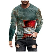 Zunfeo Muška majica s dugim rukavima Ležerni Slim Fit Comfy pulover vrhove Grafički božićna stilska ispisana bluza - Vojska zelene veličine L