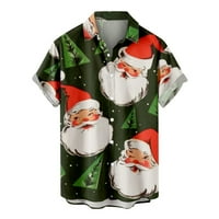Vreme i truc božićne rođendane, čarape za muškarce, dečko, muž, otac, muškarci casual čvrste dugmad Božić Santa Claus Print sa džepom košulje s kratkim rukavima