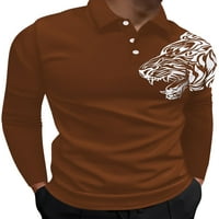 Sanviglor Muške bluze rever na vrhu Polo majica s dugim rukavima Slim Fit Tee Golf T majice Style 2xl