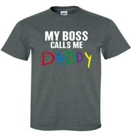 Smiješan muški otac moj šef me zove tata majica kratkih rukava-tamna heather siva-3xl