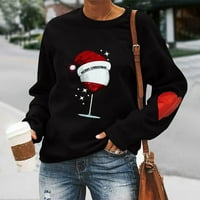 Ženska ležerna pulover Duks dame moda Sretan božićni tiskani putnički putnički bluza na dugim rukavima