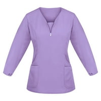 Bazyrey ženski dugi rukav plus veličina V-izrez Casual majica bluza Modna majica Pulover Purple, XXL