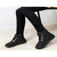 Daeful Women Winter Boot Fau Fur Topne čizme Plišani obložene čizme za snijeg Hladno vrijeme čipke za čipke za gležanj Bootie dame casual crna 7